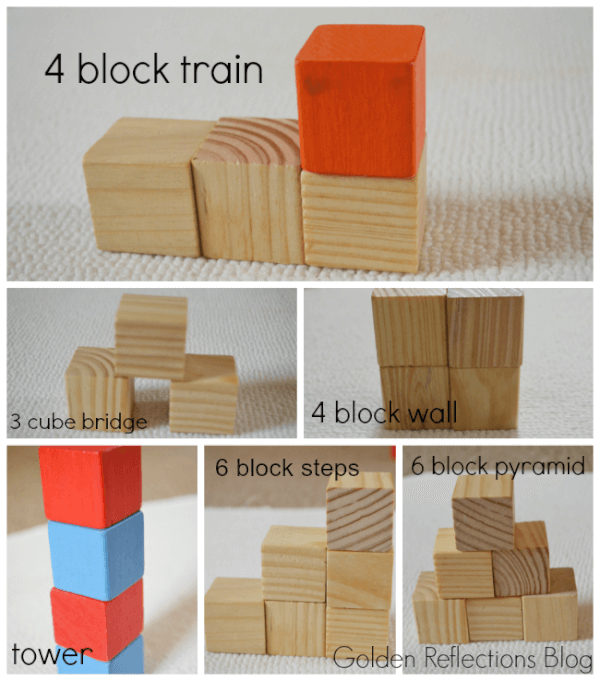 block designs for developmental modeling play. www.GoldenReflectionsBlog.com