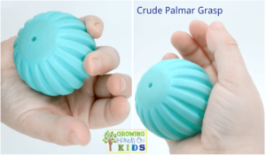 Crude Palmar grasp, typical pencil grasp development in children.