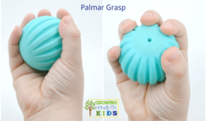 Palmar grasp, typical pencil grasp development in children.