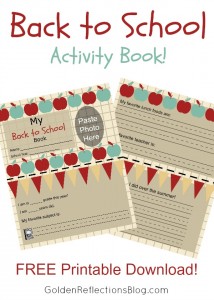 Get you FREE Printable Back to School Activity photo book! | www.GoldenReflectionsBlog.com