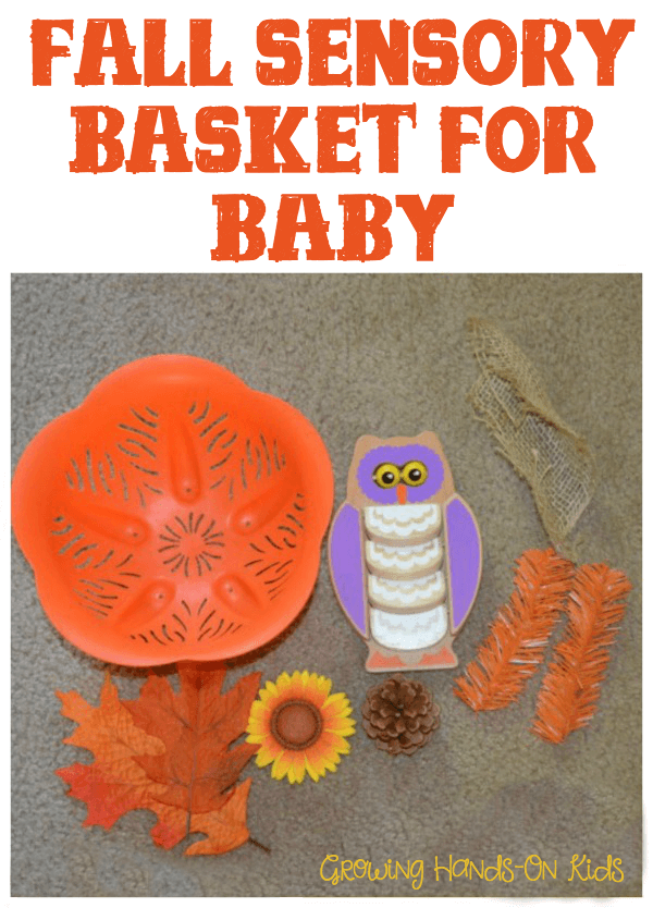 Fall sensory basket for baby.