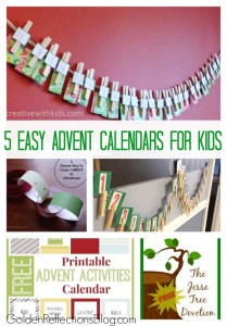 5 quick and easy advent calendar activities for kids. www.GoldenReflectionsBlog.com