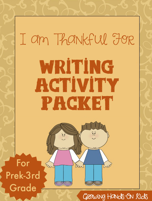 I am Thankful For Writing Activity Packet for ages prek-3rd graders.
