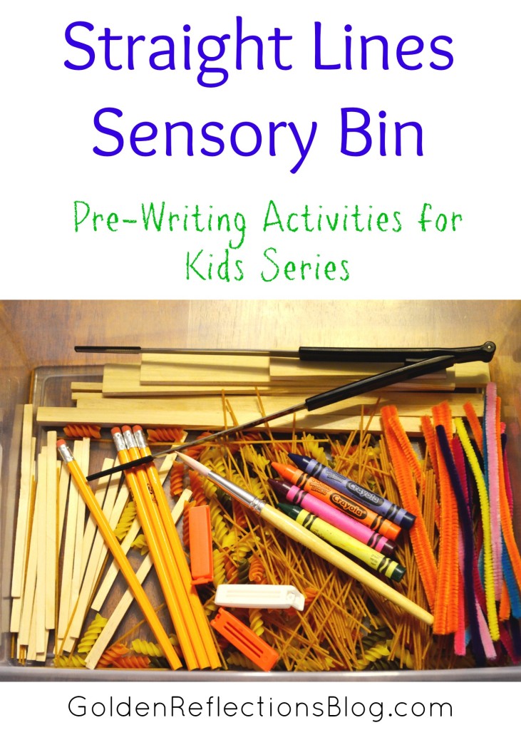 Pre-writing Activities for Kids Series - Straight Lines Sensory Bin | Golden Reflections Blog