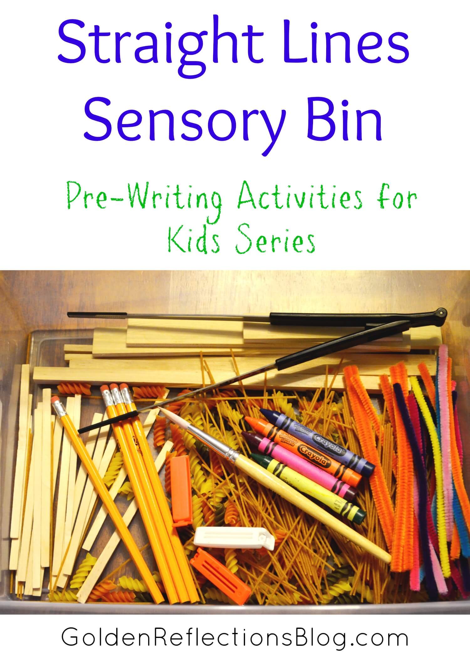 Pre-writing Activities for Kids: Straight Lines Sensory Bin