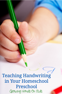 Teaching handwriting in your homeschool preschool.