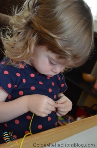 Montessori Homeschool for Toddlers - Stringing Star Beads for Practical Life Skills