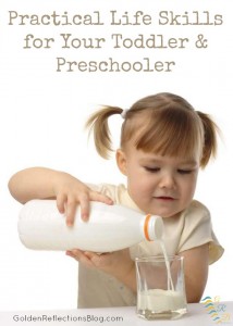 Need ideas on how to include practical life skills in your toddlers day? Check out this series on Tot-School & Preschool Ideas! | www.GoldenReflectionsBlog.com