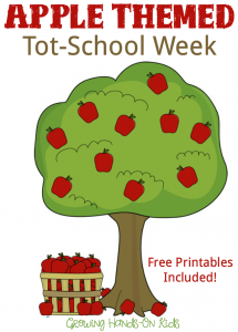 Apple themed tot school week with free printables included.
