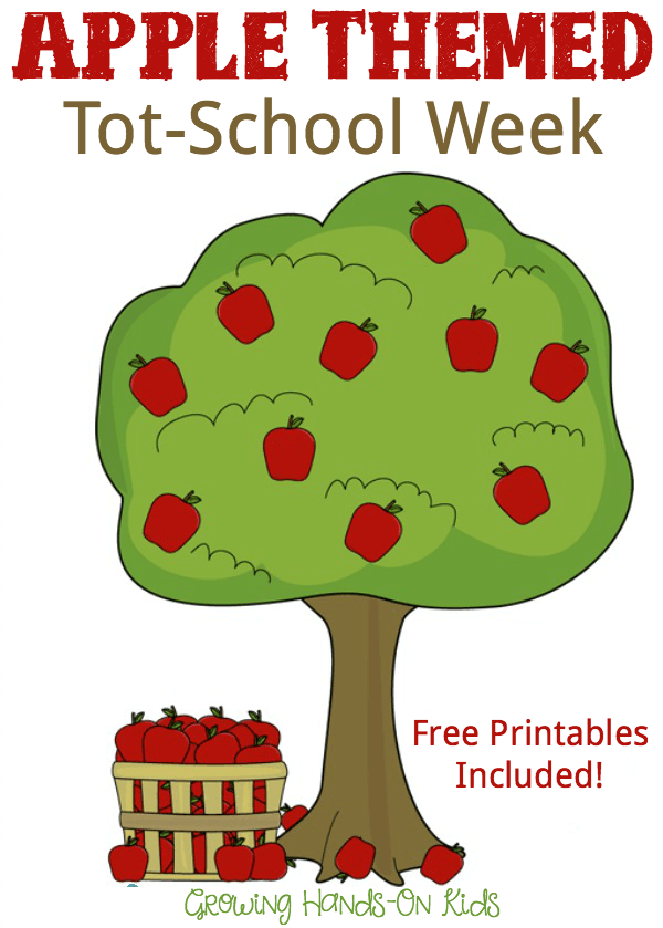 Apple themed tot school week with free printables included. 