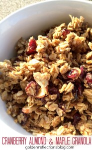 A great way to get the kids in the kitchen helping you with this easy maple granola recipe. www.GoldenReflectionsBlog.com
