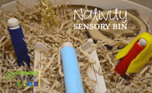 An easy, DIY Nativity sensory bin, perfect for the Advent season.