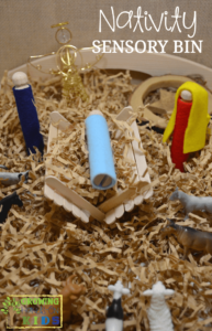 An easy, DIY Nativity sensory bin, perfect for the Advent season.