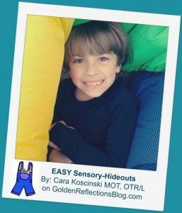 E is for Easy Sensory Hideouts. www.GoldenReflectionsBlog.com