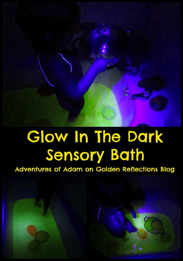 Glow in the dark sensory play for kids with this fun sensory bath. www.GoldenReflectionsBlog.com