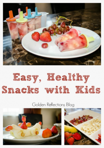 A recipe for real fruit pops and other easy healthy snacks with kids. www.GoldenReflectionsBlog.com