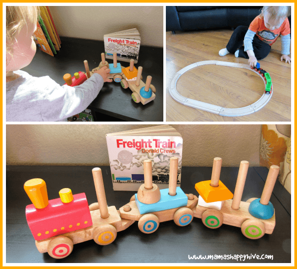 wooden toy train tot tray