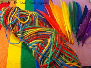 rainbow soft sensory bin items