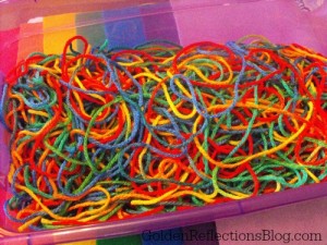 yarn for rainbow soft sensory bin