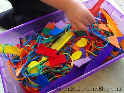 rainbow soft sensory bin