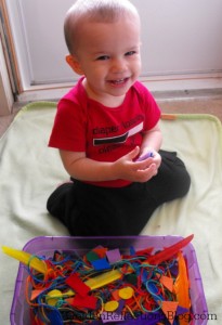 rainbow soft sensory bin