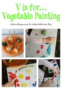 A really fun vegetable paining sensory play activity. www.GoldenReflectionsBlog.com
