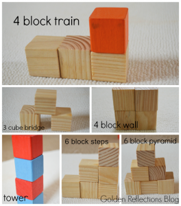 block designs for developmental modeling play. www.GoldenReflectionsBlog.com
