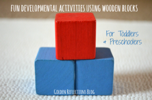 Fun and engaging developmental activities with blocks for toddlers and preschoolers. www.GoldenReflectionsBlog.com