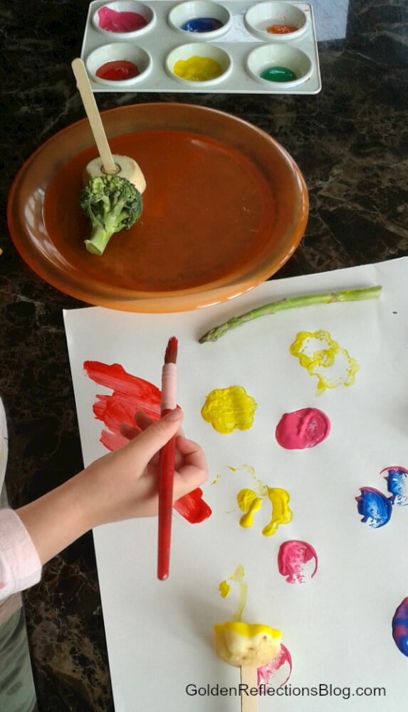 vegetable painting sensory play fun