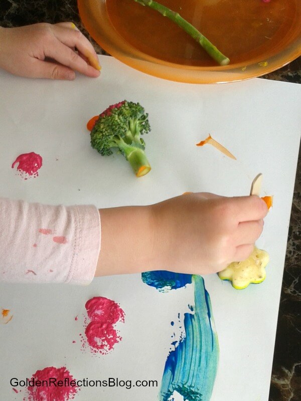vegetable painting sensory play fun