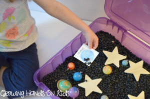 U is for Universe Sensory Bin, part of an alphabet sensory activities blog hop.