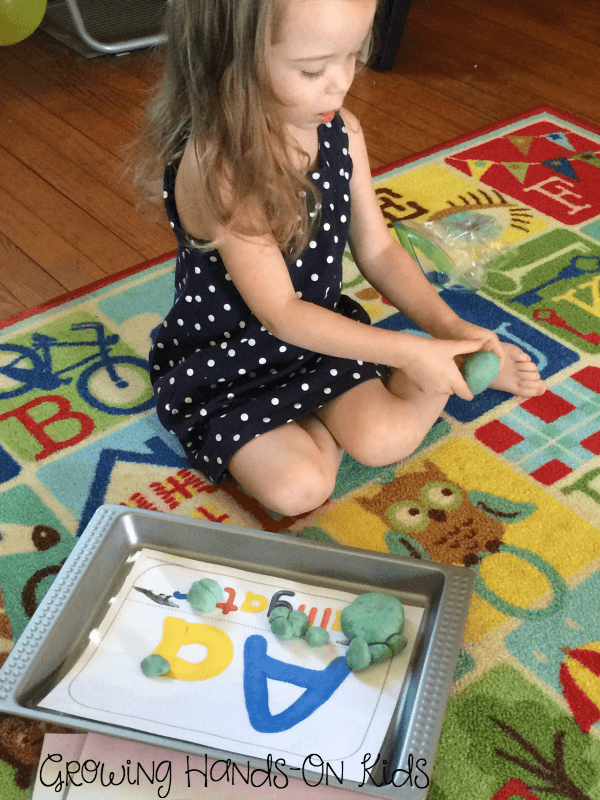 Letter A play dough mats.