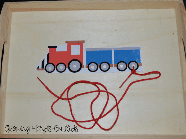 Letter T Activities, train lacing card.