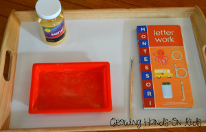 Letter T activities sand tray.