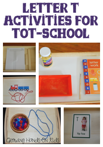 Letter T Activities for tot-school, ages 2-4 years old.