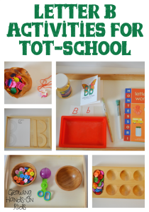 Hands-on letter B activities for tot-school, ages 3-4.