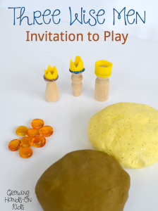 A Christmas themed Three Wise Men invitation to play with homemade play dough.
