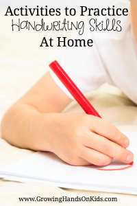Activities to practice handwriting skills at home from a pediatric Occupational Therapy Assistant.