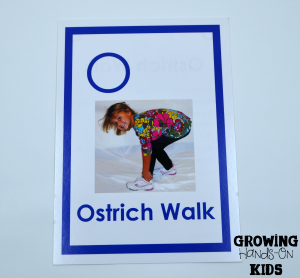 Letter O gross motor movement for tot-school activities.