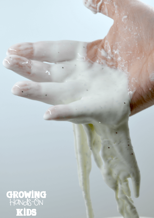 sparkly scented winter oobleck for sensory play.