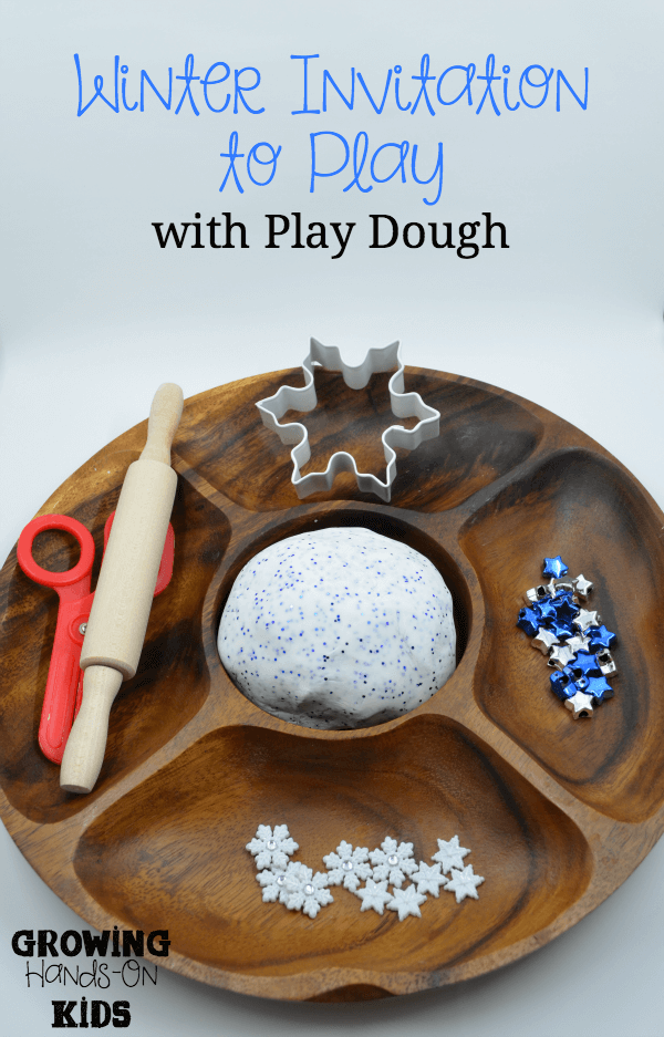 Winter themed invitation to play with play dough.