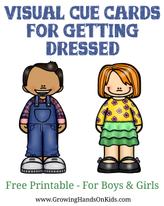 Visual cue cards for getting dressed, free printable for kids!