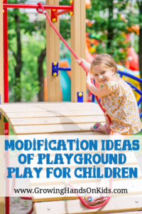 Benefits of playground play for all children, plus modification ideas for playgrounds for children with special needs.