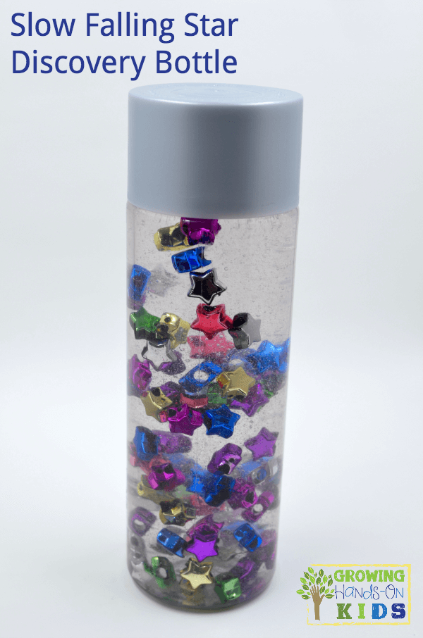 Slow falling star discovery bottle for toddlers and preschoolers.