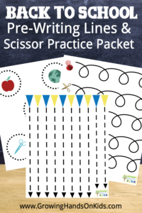 Back to School Pre-Writing Lines and Scissor Practice Packet for Preschoolers ages 3-6.