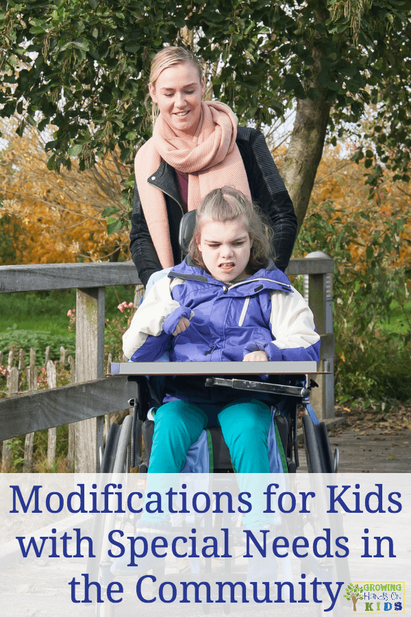 Modifications for kids with special needs in the community, plus activity and job ideas in the community. 