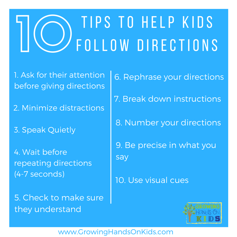 Tips for following directions in the classroom, including tips for children with special needs.