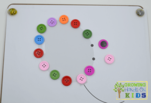 DIY Button and bead magnets for hands-on activities for preschoolers.