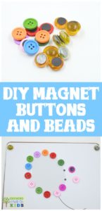 DIY Button and bead magnets for hands-on activities for preschoolers.