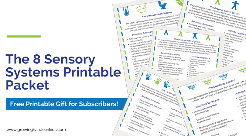 The 8 sensory systems printable packet.